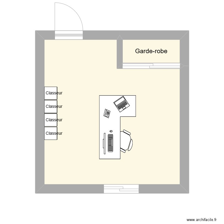 Bureau. Plan de 2 pièces et 16 m2