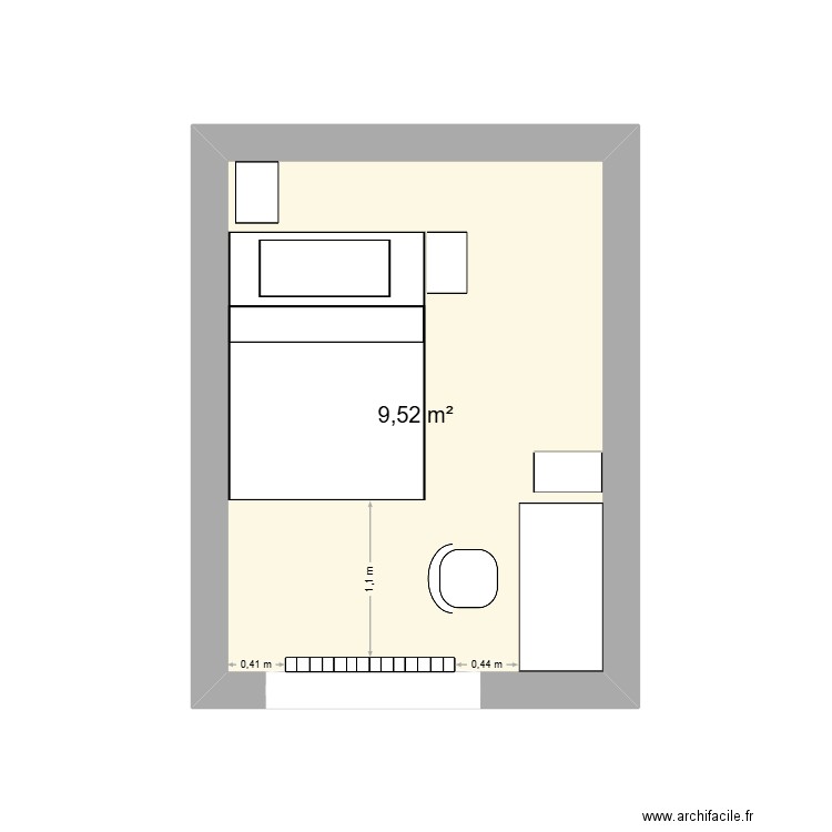 chambreBenoit. Plan de 1 pièce et 10 m2