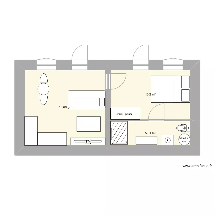 logement lot 2. Plan de 3  et 31 m²