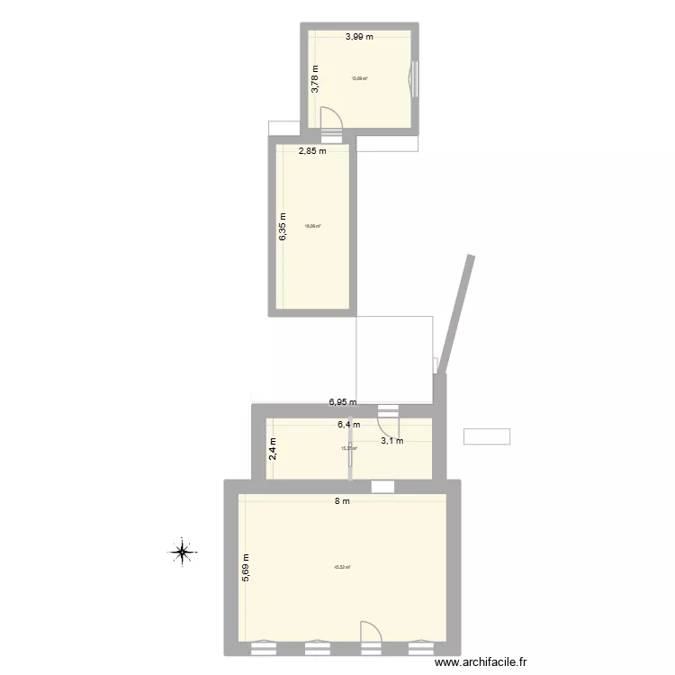 Maison. Plan de 4  et 94 m²