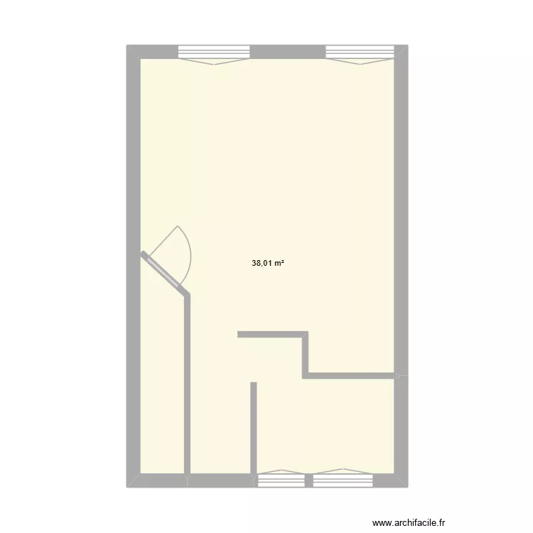 2eme etage avec dimension au 28.02. Plan de 1 pièce et 38 m²