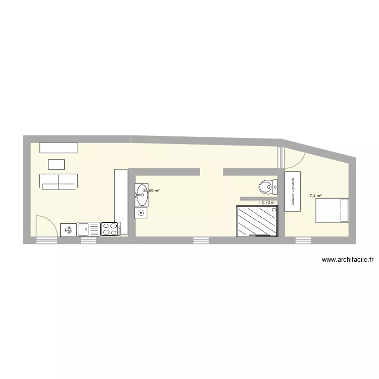 dependance. Plan de 2  et 38 m²