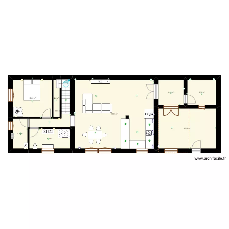 plan facade plaigne 1. Plan de 12  et 153 m²