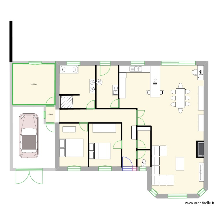 Maison de Oye-Plage avec dernières modifs. Plan de 4 pièces et 147 m2
