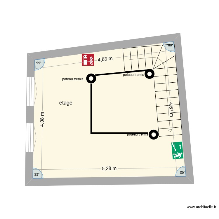 plan 1er apres. Plan de 1 pièce et 22 m2