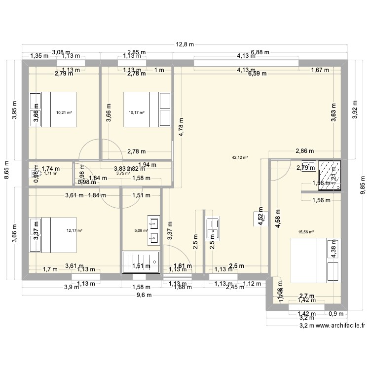 Maison 2. Plan de 8 pièces et 101 m2