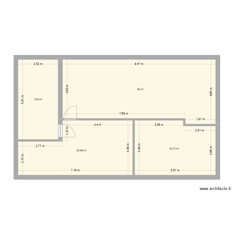 Penly. Plan de 4 pièces et 86 m2