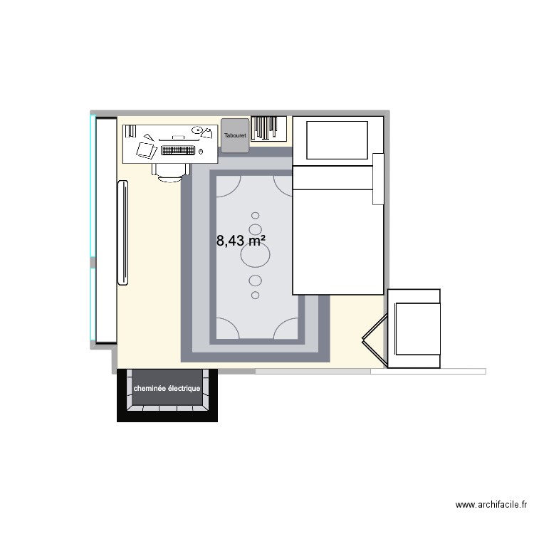 math ( my bedroom ). Plan de 1 pièce et 8 m2