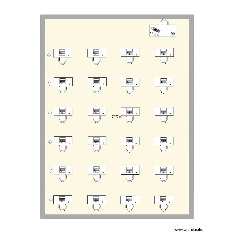 Salle 100. Plan de 1 pièce et 98 m2