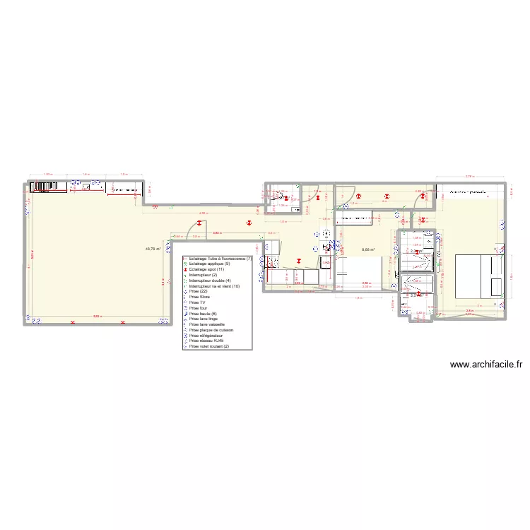 Pojet Louis Bl&eacute;riot v1. Plan de 6  et 84 m²