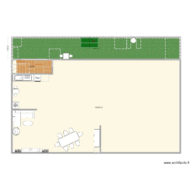 essai rose-2. Plan de 2 pièces et 122 m2