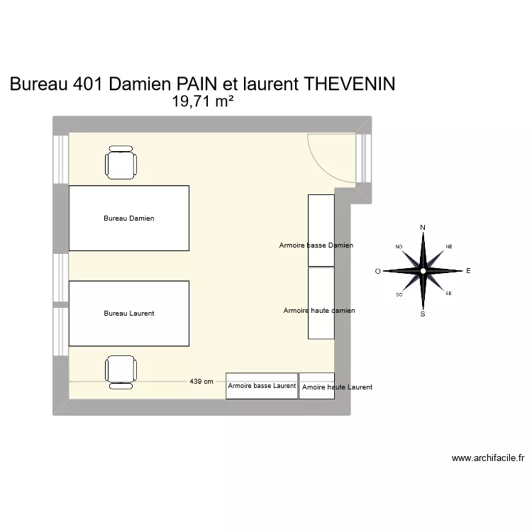 Bureau R 401-P&ocirc;le C / METRO - D. PAIN et L.THEVENIN. Plan de 