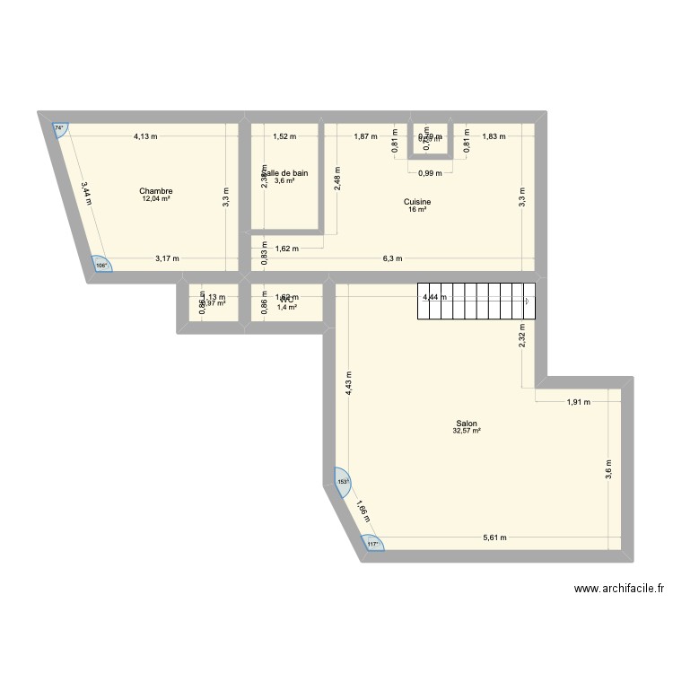 RDC VIOLETTES. Plan de 7 pièces et 67 m2