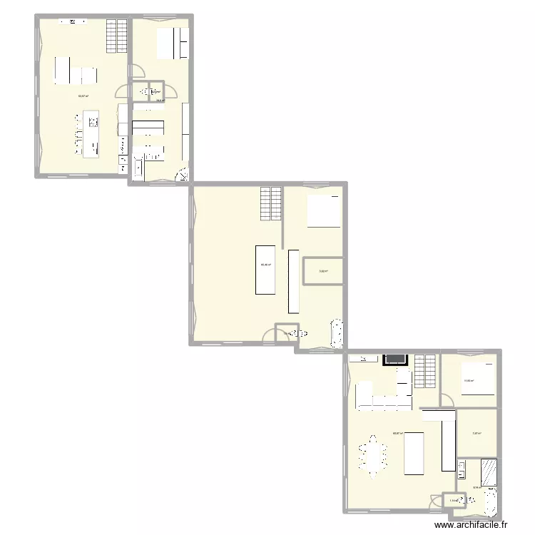 &eacute;tage de vie Laet. Plan de 11  et 272 m²