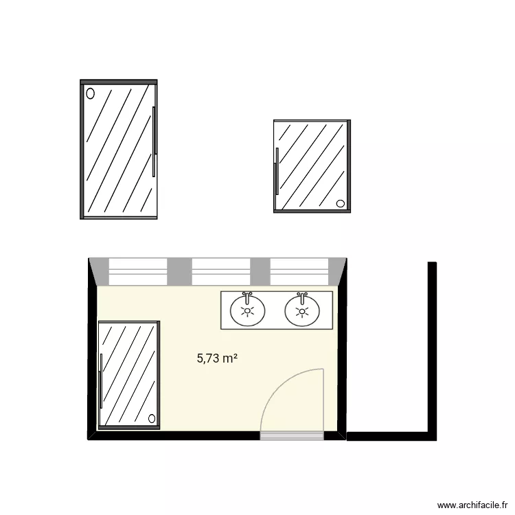 SDB. Plan de 1 pièce et 6 m²