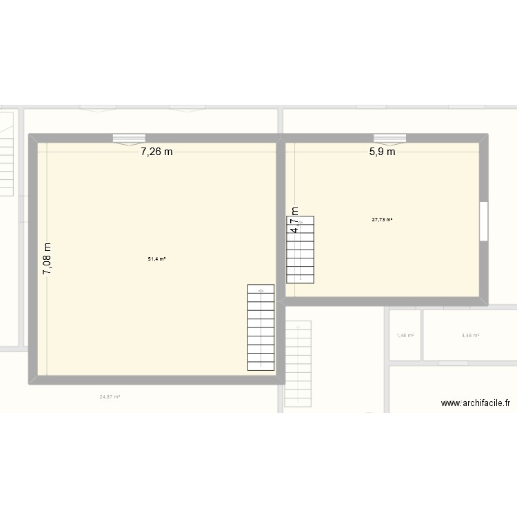 1er musquet. Plan de 19 pièces et 490 m2