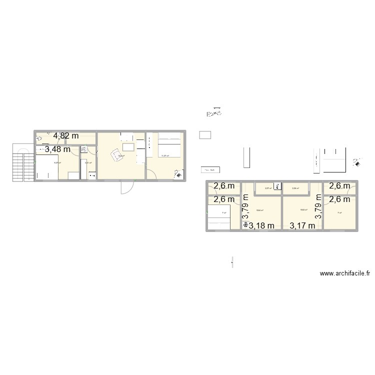 R+1 Citadelle. Plan de 13 pièces et 86 m2