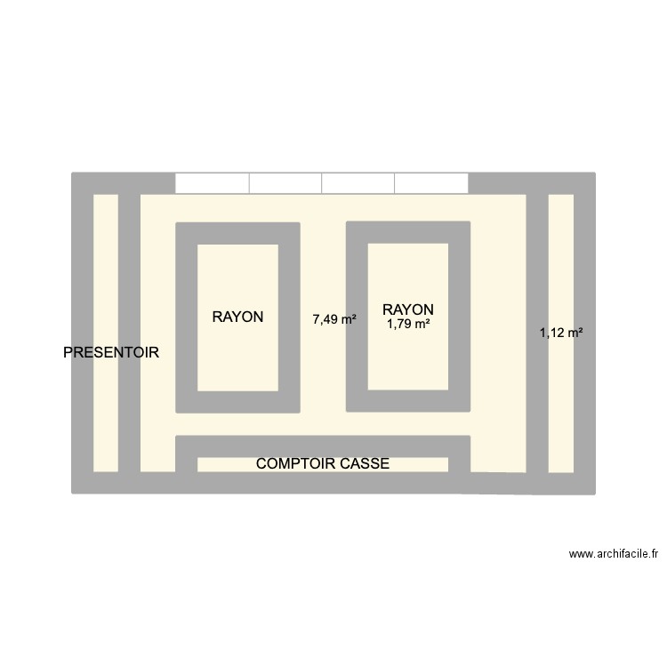 PLAN MAGASIN. Plan de 6 pièces et 21 m2