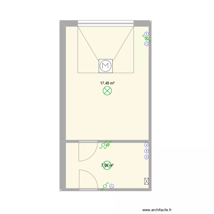 Cellier et garage. Plan de 2 Pièces et 25 m² Cellier et garage. Plan de 2 Pièces et 25 m²