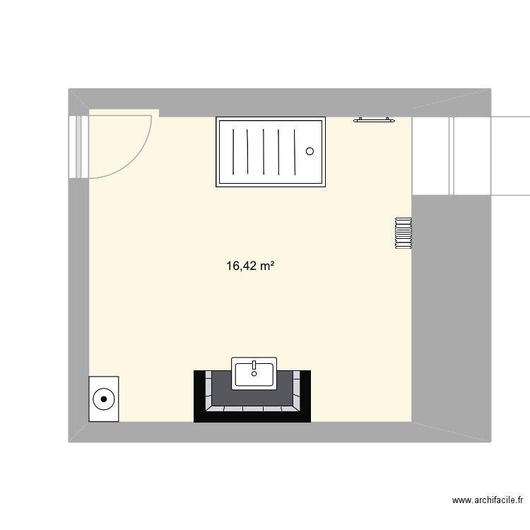 Salle de bains. Plan de 1 pièce et 16 m2