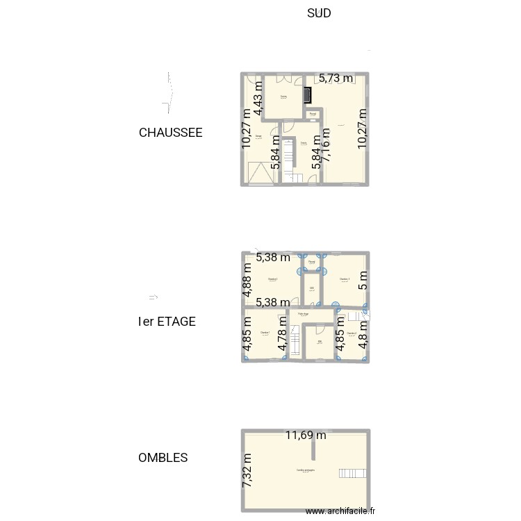 693 DVB. Plan de 14 pièces et 303 m2