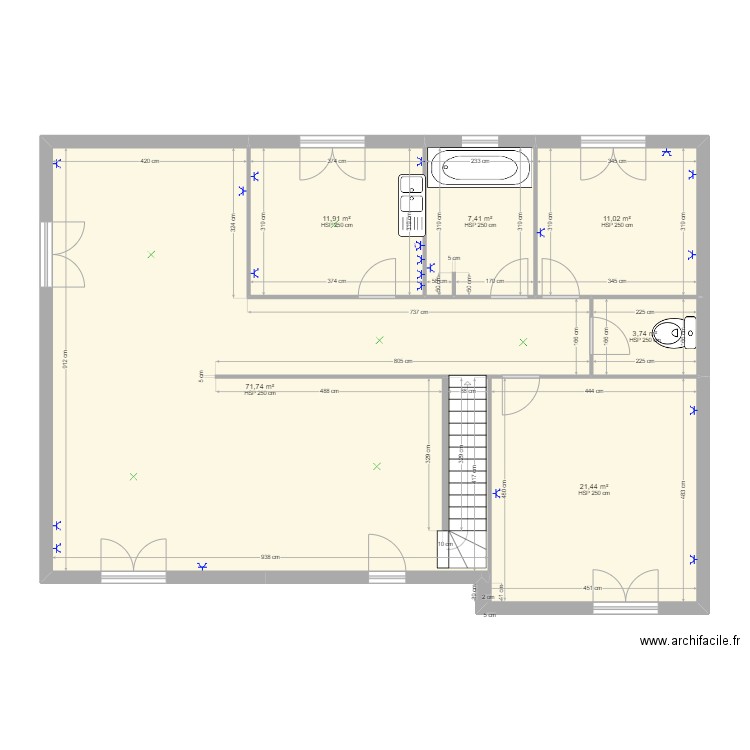 Pavillon. Plan de 6 pièces et 127 m2