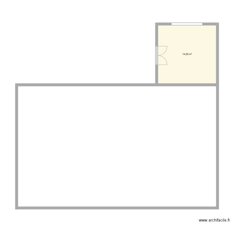 Extension. Plan de 1 pièce et 14 m2