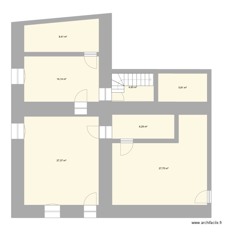 Maison Magnien RDC. Plan de 7 pièces et 96 m2