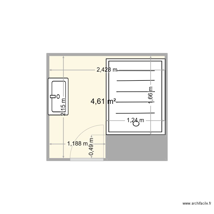 SALLE DE BAIN BOUSSIF 2 MODIFIE. Plan de 2 pièces et 5 m2
