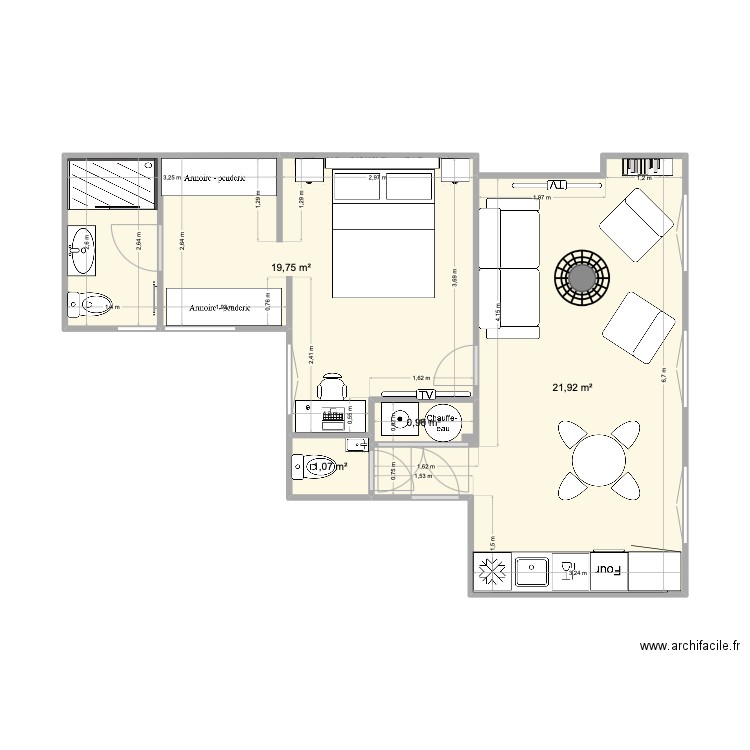 5NESLES2. Plan de 4 pièces et 44 m2