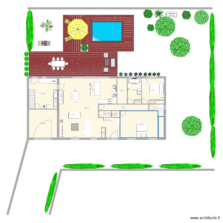 Maison2. Plan de 13 pièces et 140 m2