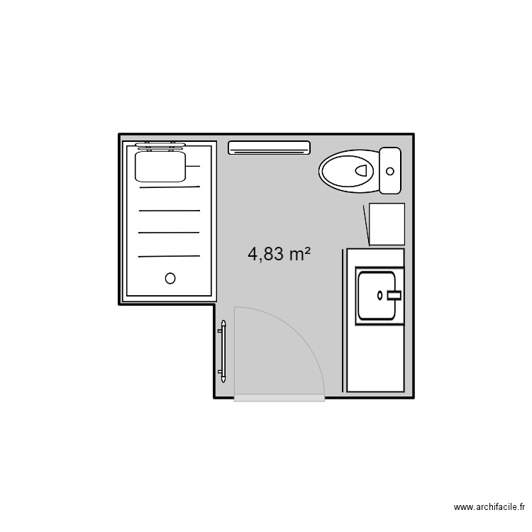 Salle de bain Franc Messier. Plan de 1 pièce et 5 m2