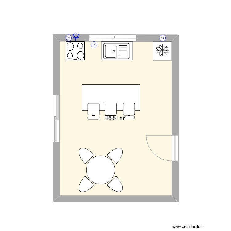 Cuisine. Plan de 0 pièce et 0 m2 Cuisine. Plan de 0 pièce et 0 m2