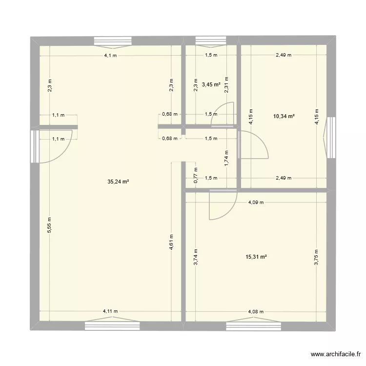 riva. Plan de 4 pièces et 64 m²