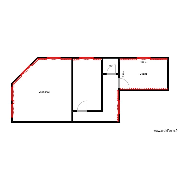 Moulouna R+1 Projet. Plan de 5 pièces et 52 m2