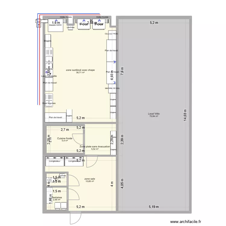 Cuisine B4 13 f&eacute;vrier 2026. Plan de 7  et 153 m²