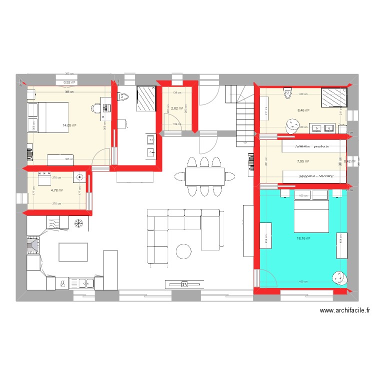 Plan 2. Plan de 8 pièces et 58 m2