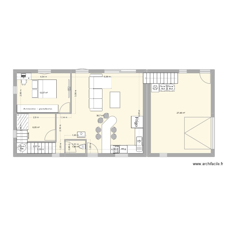astaillac. Plan de 5 pièces et 84 m2