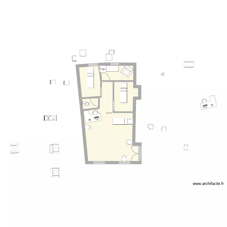 cabinetcaunes 2. Plan de 1  et 46 m²