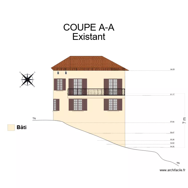 Escourche Coupe A-A Existant. Plan de Escourche Coupe A-A Existant. Plan de
