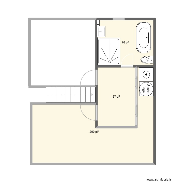 sdb 30 benoit. Plan de 3 pièces et 32 m2