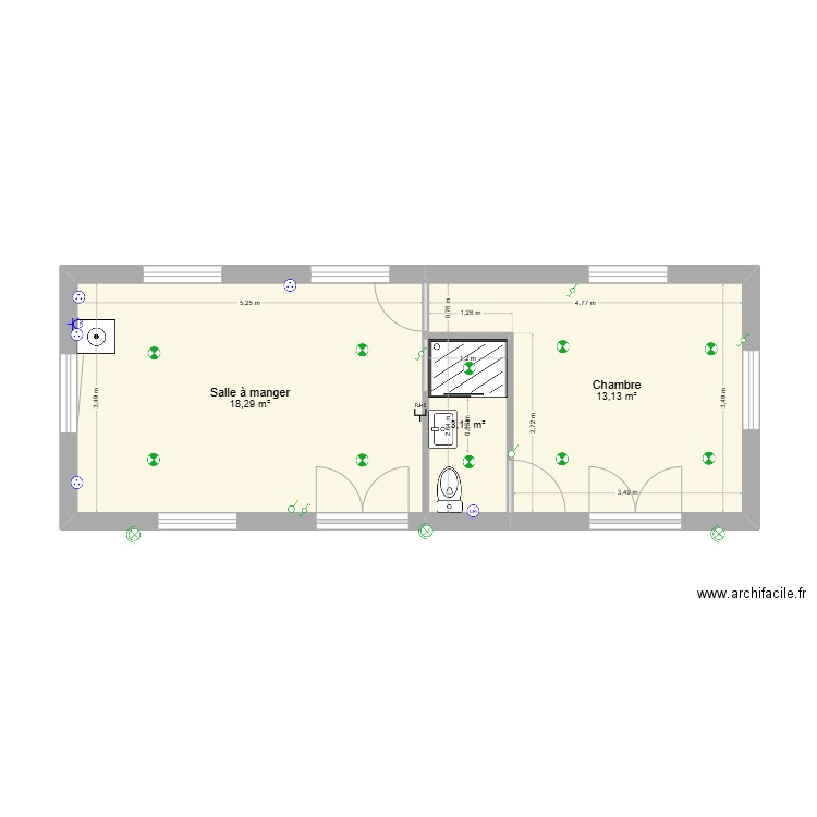 alain. Plan de 3 pièces et 35 m2