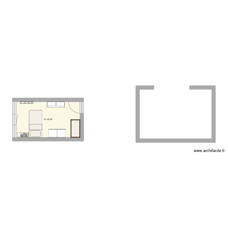 chambre mouch. Plan de 1 Pièce et 11 m²