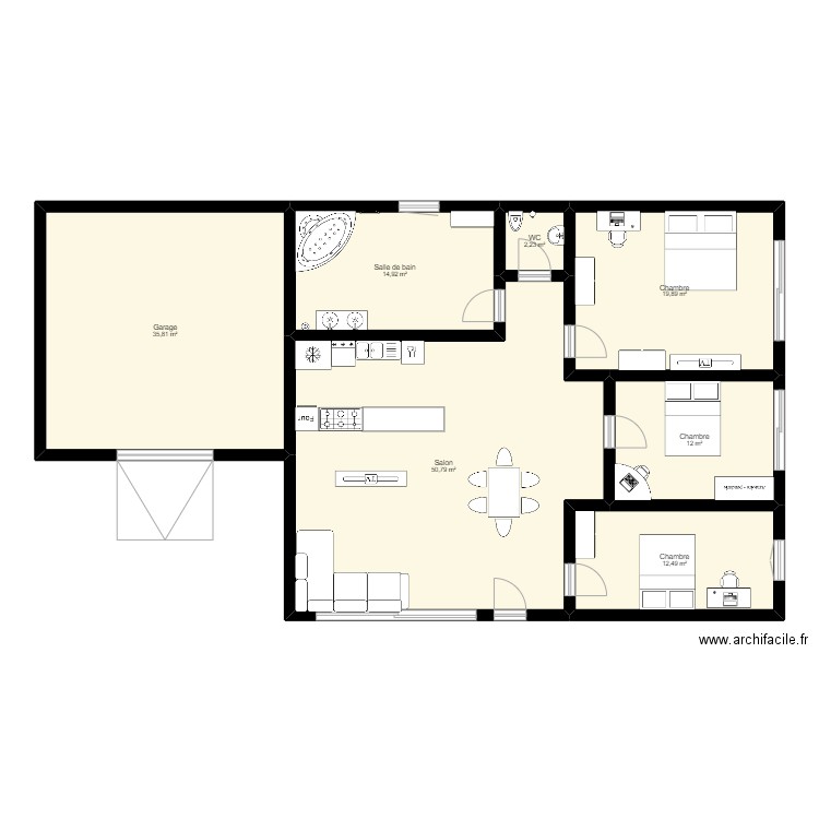 projet. Plan de 7 pièces et 148 m2
