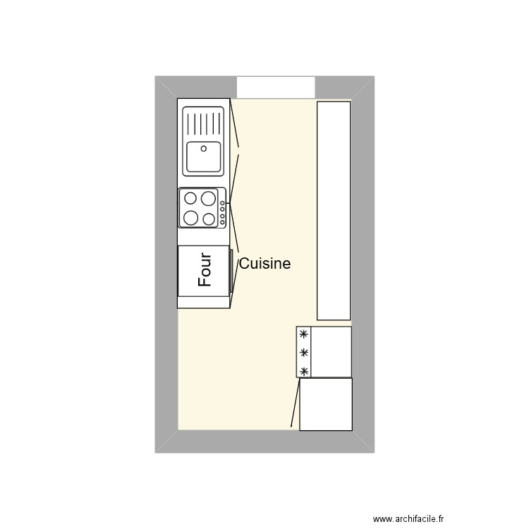 Cuisine. Plan de 1 pièce et 8 m2