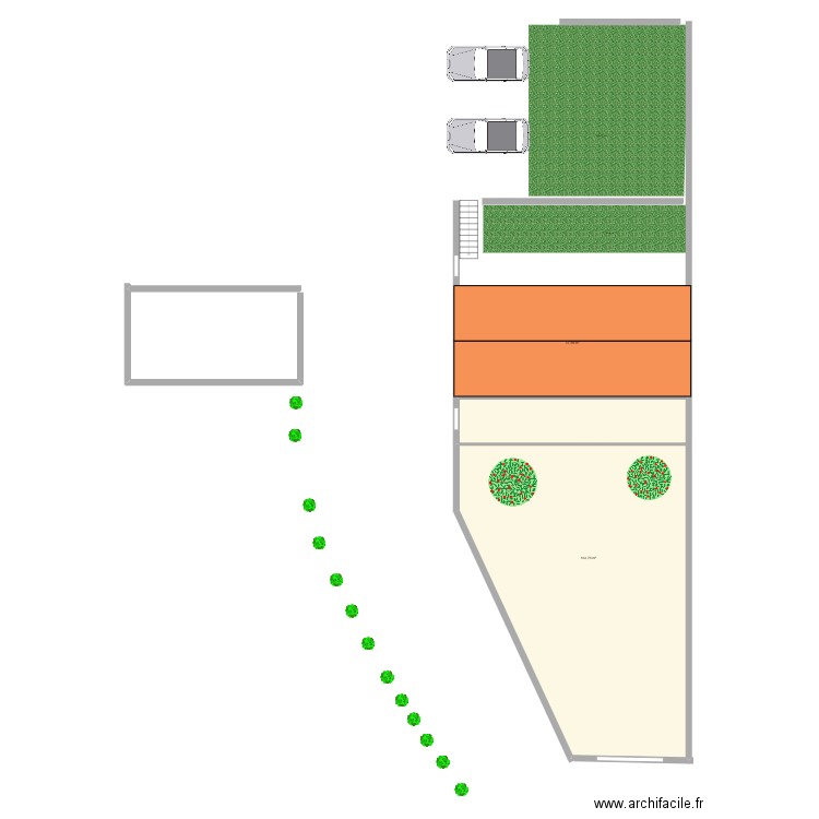 plan de masse V1. Plan de 2 pièces et 182 m2