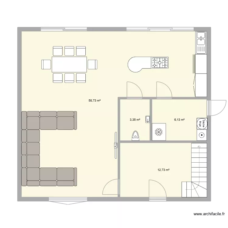 RDC. Plan de 4 Pièces et 81 m² RDC. Plan de 4 Pièces et 81 m²