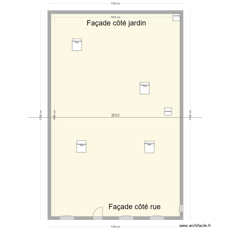 plan toiture. Plan de 1  et 181 m²