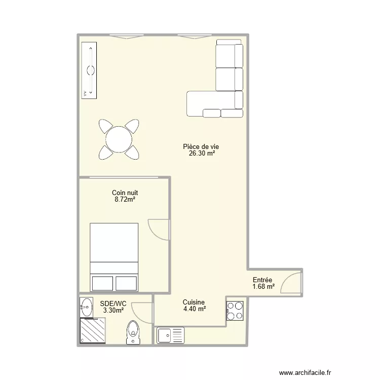 appartement. Plan de 4  et 44 m²
