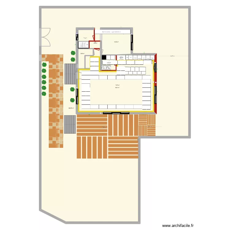 41 SORINS RDC PLANCHER CHAUFFANT. Plan de 8  et 693 m²